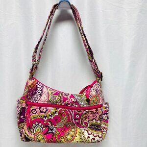 Vera Bradley Floral Quilted Crossbody Bag With Adjustable Strap Paisley Pattern
